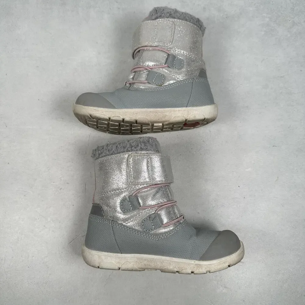 See Kai Run Boots Girls Size 10 Gray Silver Thinsulate Insulated Water Resistant